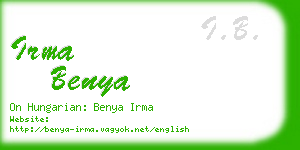 irma benya business card